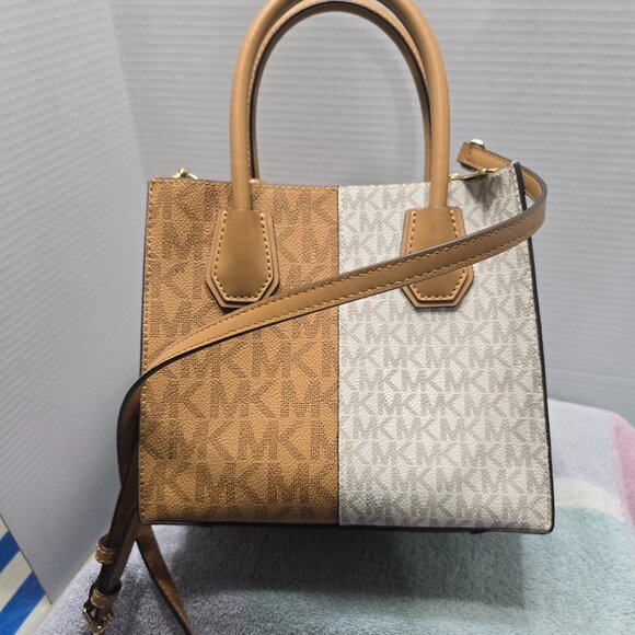 Michael Kors Mercer Medium Two-Tone Logo Crossbody Bag - Picture 3 of 11